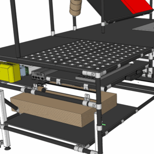 Ergonomischer Industrie-Arbeitsplatz mit Auszugsschublade, klarer Greifraumstruktur und integrierter Informationsführung für stabile Montage- und Verpackungsprozesse.