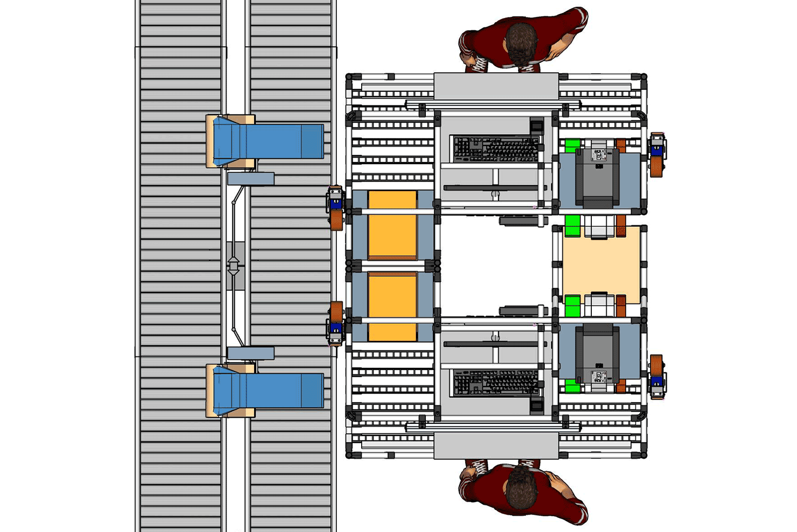 Ergonomisches Arbeitsplatzsystem mit Rollenbahn und Materialfluss – NeoLog Intralogistik