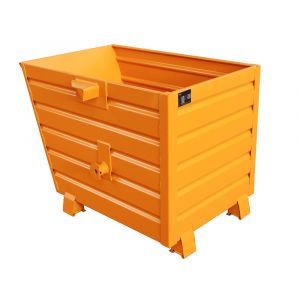 Stapelkipper aus profiliertem Stahlblech, Inhalt 0,70 m³, Tragfähigkeit 1500 kg, lackiert