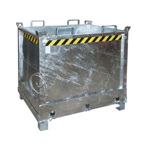 Klappbodenbehälter für Stapler und Kran, Inhalt 1,00 m³, Tragfähigkeit 1500 kg, verzinkt