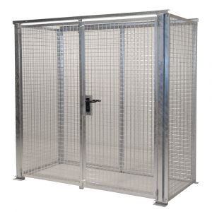 Gasflaschen-Container ohne Dach, mit Doppelflügeltor,  für max. 32 Gasflaschen Ø 220 mm