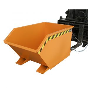 Kippbehälter mit geringer Bauhöhe, Inhalt 0,50 m³, Tragfähigkeit 1000 kg, lackiert