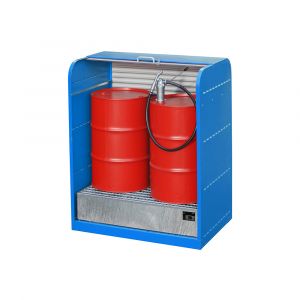Gefahrstoff-Rollladenschrank Typ RSG blau zur Lagerung von maximal 2 Stück 200l Fässern