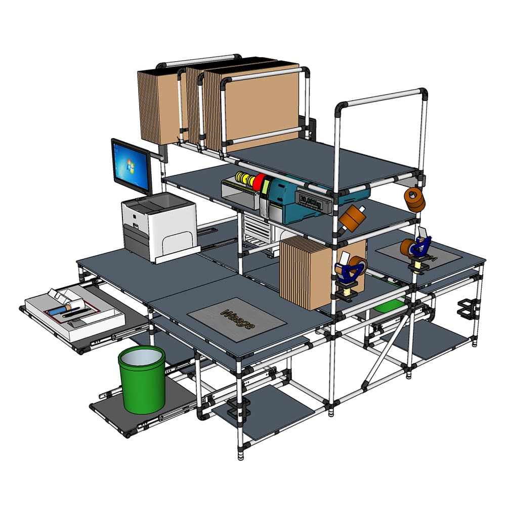Arbeitsplatzsystem Industrie: Packplatzlösung